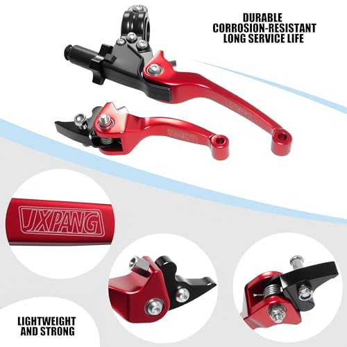 7/8inch 22mm Universal Motorcycle Clutch Brake Lever Folding Levers for 50/110/125/140/150cc Dirt Pit Bike SSR RFZ 125 DBX18/19 Xpro Coolster Thumpstar Baja Apollo (Red) - color: Red