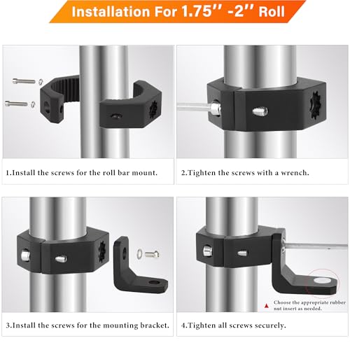 Light Bar Mounts Roll Cage - 360° (40°x9) Rotating Aluminium LED Lights Bar Bracket for 1.75”-2” Roll Bar UTV ATV Accessories, Mounting Clamp for Truck Off-Road Motorcycle M6 M8 M10, Pack 2