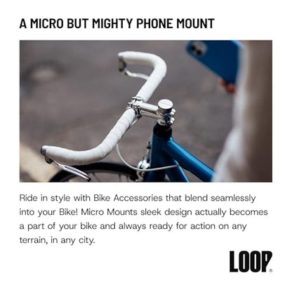 Loop Micro Mount – Super Compact Bike Phone Holder for iPhone & Samsung – Metal Stem Cap Mount, Easy Installation, Universal Fit, Seamless Integration, Durable & Sleek Bicycle Phone Mount - Black - color: Black