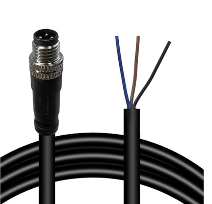 M8 3-Pin Male Connector Cable, A-Coded Straight Circular Industrial Molded Cable, IP67 Waterproof Unshielded PVC Wire, 60V 3A AC/DC, AWG24 - size: 1m, style: 3 Pin Male