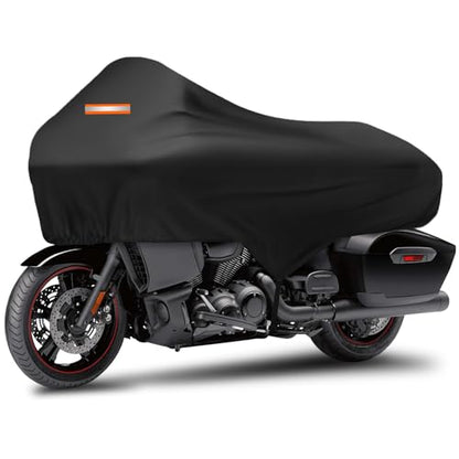 Motorcycle Half Cover with Elastic Hook and Reflective Strip Waterproof Dustproof Sunproof All-Weather Protection Suitable for Touring Models Road King Street Glide Road Glide and More(Black) - color: Black