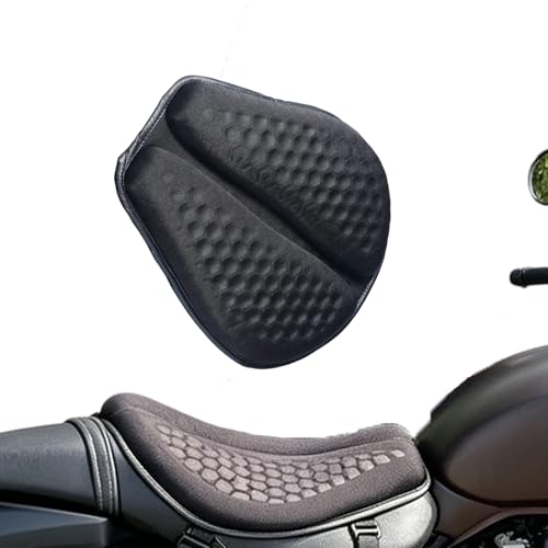 Motorcycle Seat Cushion, 100% Gel 3D-Honeycomb Rider Cushion for Motorcycle, Universal Non-Slip Grip Ergonomic Motor Seat Pad, Structure TPE Shock Absorption Breathable for Long Rides (Black2) - color: Black2