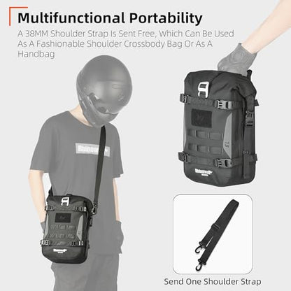 Rhinowalk Motorcycle Crash Bar Bag Waterproof 6L Motorcycle Frame Bag Saddle Bag Side Bag with Shoulder Strap (Black, 7L) - color: Black 7L