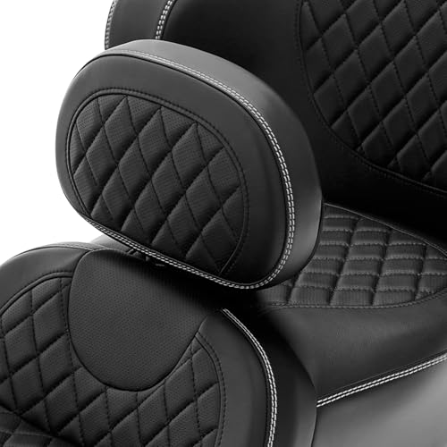 Hammock Drive Seat fit for Harley Touring Road King Street Glide Road Glide Electra Glide 2014-2023 Motorcycle Passenger Rider Seat Cushion - color: A Style White