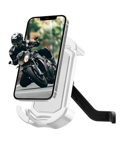 ROCKBROS Motorcycle Phone Mount, Motorcycle Phones Holder with Security Lock, Shockproof Phone Holder for Motorcycles, Adjustable Motorcycles Phone Holder Mount, Suitable for 4.7”-6.8” Phone - color: Side View Mirror Mount White