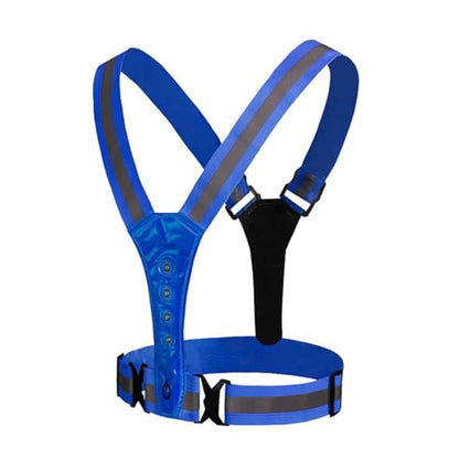 Warning Vest with LED Lights Providing Enhanced in Dark Conditions for Runners and Riders Cyclists Runner Clothing - color: royal blue