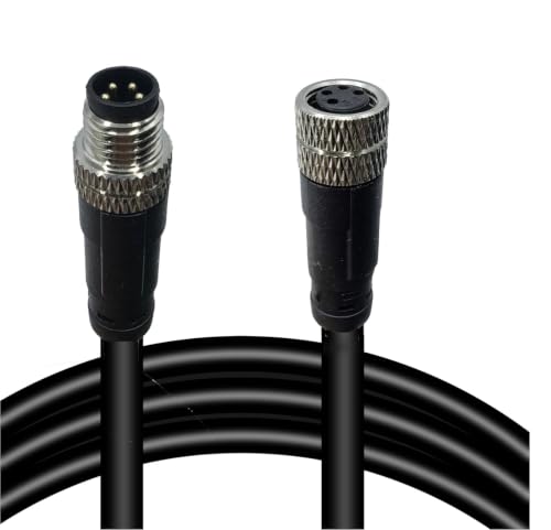 M8 4-Pin Male to Female Connector Cable, A-Coded Straight Circular Industrial Molded Cable, IP67 Waterproof Unshielded PVC Wire, 30V 3A AC/DC, AWG24 - size: 5m, style: 4pin