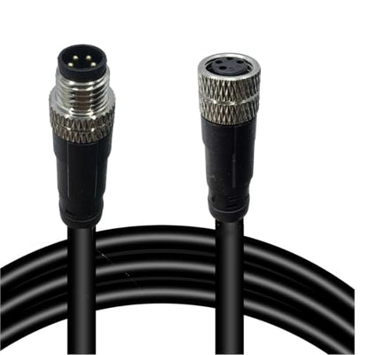 M8 4-Pin Male to Female Connector Cable, A-Coded Straight Circular Industrial Molded Cable, IP67 Waterproof Unshielded PVC Wire, 30V 3A AC/DC, AWG24 - size: 5m, style: 4pin