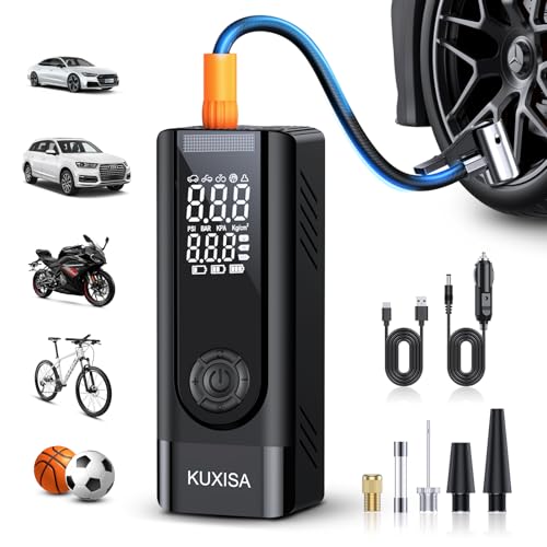 Tire Inflator Portable Air Compressor, 3X Faster Air Compressor with Digital Pressure Gauge, 180PSI Faster Portable Air Pump for Cars, Motorcycles, Bicycles, Balls(Black) - color: Dark Black