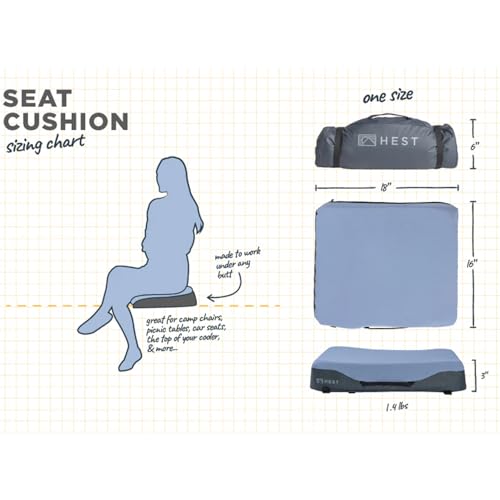 HEST Foamy Seat Cushion - Designed for Camping, Airplane Flights, Car Seats, and Office Chairs - Premium Comfort and Support on Any Surface - Temperature Resilient Foam - Waterproof Bottom