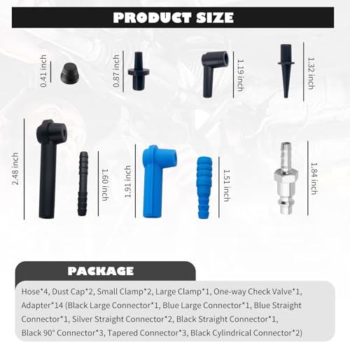 One Man Brake Bleeder Kit,Upgraded Brake Fluid Bleeder Kit with Brakes Bleeders Hose One Way Check Valve/Connector/Cap/Hose,Practical Ones Way Check Valve Brakes Bleeders Kits