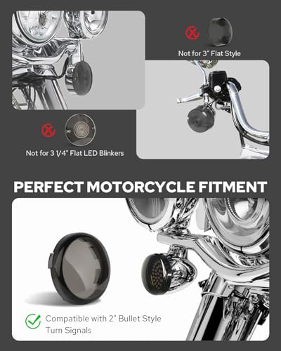 Benlari 2inch Rear Turn Signals, 60LEDs Turn Signals Kit with 2 Smoked Lens Cover Fit for Harley Touring Street Glide Electra Glide Road King Road Glide Sportster Iron 883 Dyna Softail 1986-2024