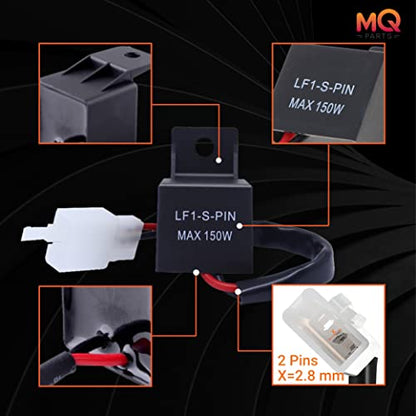 2 Packs 2-Pin 12V Electronic LED Flasher Relay LF1-S-PIN MAX 150W - Rate Control Flasher Relay for Motorcycle Fixes Turn Signal Bulbs Hyper Flash - Premium Part by MQparts