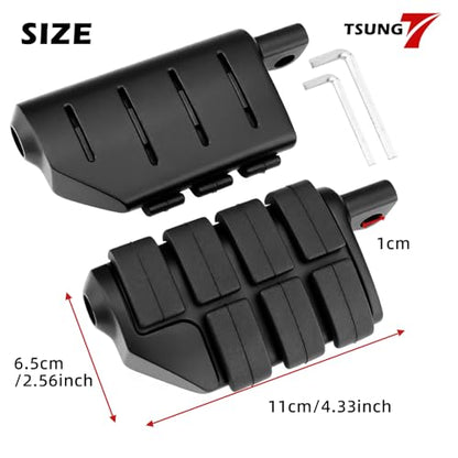 TSUNG Motorcycle Foot Pegs – Male Mount Rider/Passenger Footrests, Wide Higway Foot Rest Pedal Fit for Most V-Twin, Cruiser & Touring Motorcycles (Black) - color: Black