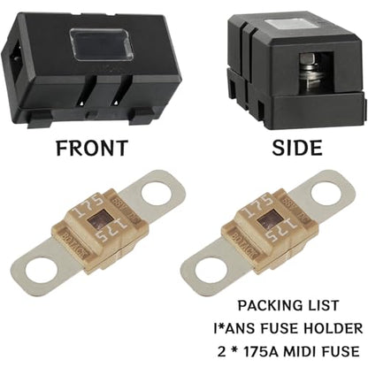Midi Fuse Holder and 2 Pieces 175A Midi high Current Fuse Screw Fuse for Cars, Trucks, Vehicles(175 Amp) - color: 175A