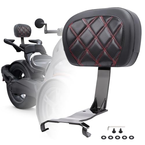Motorcycle Rear Passenger Backrest Fit for Can-Am Ryker 600/900/Rally Edition 2019-2026, Ryker Sport 2022-2026, 15 Inches Detachable Backrest Pad with Mount Kit, Replace #219400843 (Red Line) - color: Red Line