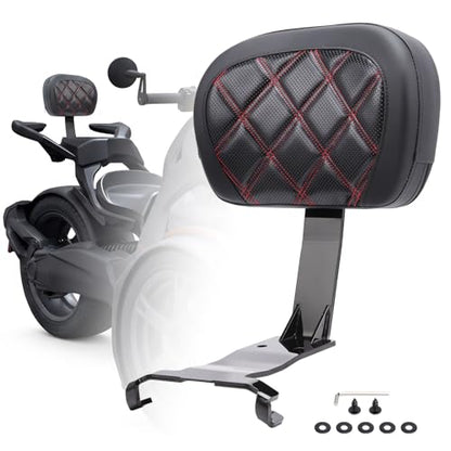 Motorcycle Rear Passenger Backrest Fit for Can-Am Ryker 600/900/Rally Edition 2019-2026, Ryker Sport 2022-2026, 15 Inches Detachable Backrest Pad with Mount Kit, Replace #219400843 (Red Line) - color: Red Line
