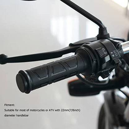 Diydeg Heated Grips for Motorcycle & ATV, 12V Universal 7/8in 22mm, 4 Gear Temperature Control, Electric Hot Heated Warm Hand Grips