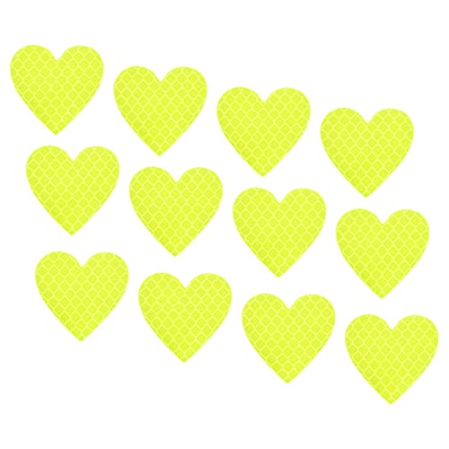 PATIKIL Reflective Stickers, 12 Pack 1.61 x 1.57 Inch Waterproof Adhesive High Visibility Night Caution Warning Heart Shape Safety Tape Reflector for Trucks Trailers Cars, Green - color: Green