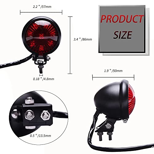 Motorcycle Tail Light LED Bates Style Bullet Brake Stop Rear Lamp Compatible with Cafe Racer Bobber Chopper Bonneville - Red - color: Red