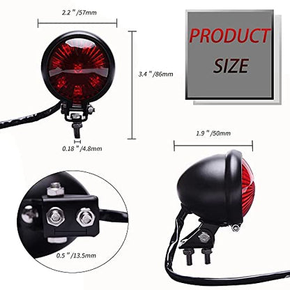 Motorcycle Tail Light LED Bates Style Bullet Brake Stop Rear Lamp Compatible with Cafe Racer Bobber Chopper Bonneville - Red - color: Red