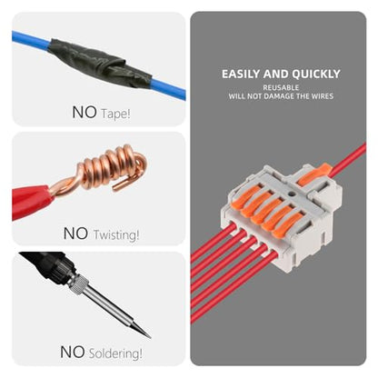 DIANN 10pcs Lever Wire Connectors 1 in 5 Out Circuit Inline Splices Electrical Wire Connector 28-12 AWG Quick Connect Splice Wire Connectors - style: 1 in 5 out