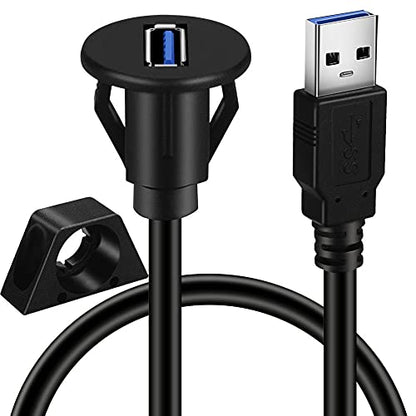 2 Pack Small USB 3.0 Male to Female AUX Flush Panel Mount Extension Cable for Car Truck Boat Motorcycle Dashboard 3ft - size: 2 pack USB 3.0 3ft