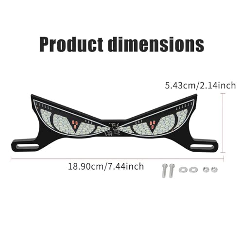 Brake Light Motorcycle, License Plate Eye Lamp, Rear Safety Indicator, Compact Sturdy Construction, Quick Install Feature, Road Travel Protection Tool, Highway Cycling Use 7.48x1.97x0.2 Inches - color: Snake eye lamp - ice blue + red flash