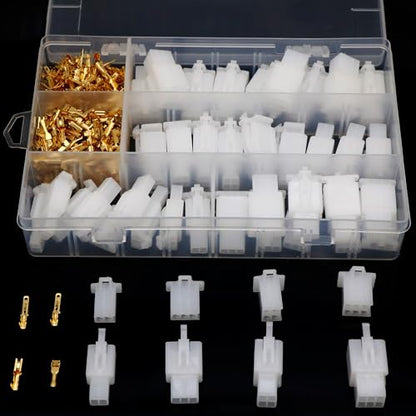 2.8mm Automotive Electrical Wire Connectors Kit 2 3 4 6 Pin Male Female Socket Plug and Pin Header Crimp Wire Terminals for Car, Motorcycle, Truck, Scooter, Boats, Ebike, Electric Instruments 380PCS