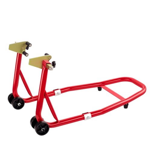 Universal Motorcycle Stand Front Rear Combo, 850 LBS Heavy Duty Wheel Lift Stands with Adjustable Swingarm Spool, Motorcycle Lift fits for Suzuki, Yamaha, Honda, Red - color: Red-2pcs