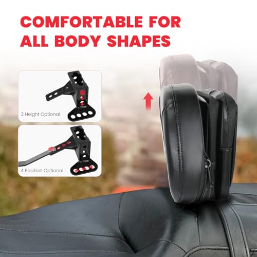 Adjustable Driver Backrest for Harley Touring Street Glide Road Glide Road King Electra Ultra Limited 1997-2026 Detachable with Storage Bag & Headphone Jack Black - size: Driver Backrest W/ Pouch 1