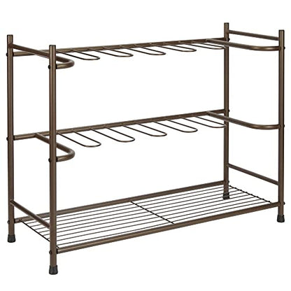 mDesign Boot Storage & Organizer Rack, Space-Saving Holder for Rain, Riding, Dress Boots - Holds 6 Pairs - Modern Design, Sturdy Steel - Espresso Brown - color: Espresso