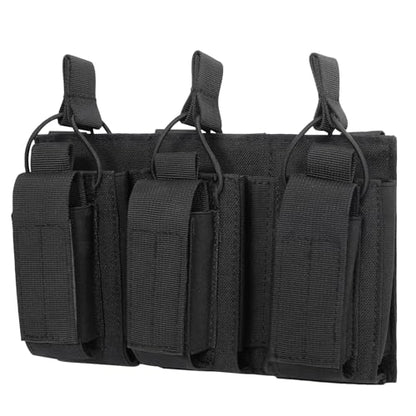 Azarxis Tactical Mini Belt Pouches, Multi-Purpose Small Battery Case Compact Utility EDC Card Slot Holder Waist Bags Military Molle Pack Sundries Storage Pack - color: #04 Black - Pistol Mag Pouch - 3 Pockets
