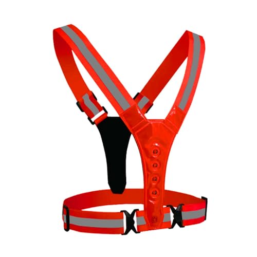 Warning Vest with LED Lights Providing Enhanced in Dark Conditions for Runners and Riders Cyclists Runner Clothing - color: Red