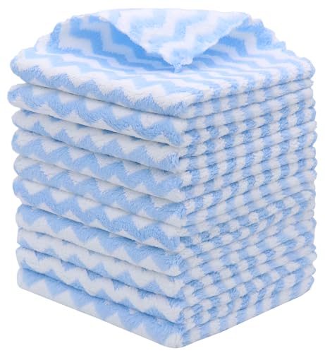 Microfiber Cleaning Cloth, 10 Pack Microfiber Rags, 12inx12in, Blue | Lint Free Dish Cleaning Cloths, Fast Drying Dish Rags For Cleaning, Absorbent Washcloths - color: Blue