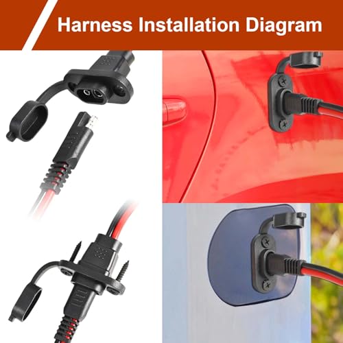 2-Pack SAE Quick Connect Harness ，1FT 12AWG Waterproof SAE Extension Cord Connector Plug ，for Automotive/Solar/Battery Chargers - size: 2-Pack/Rectangle