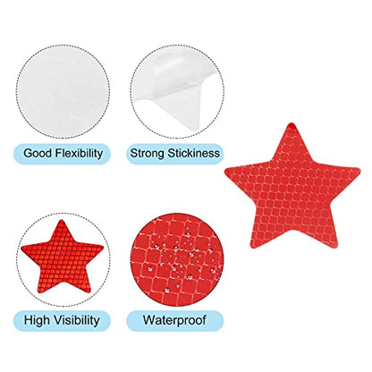 PATIKIL Reflective Stickers, 30 Pack 2.36 x 2.36 Inch Waterproof Adhesive High Visibility Night Caution Warning Star Shape Safety Tape Reflector for Trucks Trailers Cars, Red - color: Red