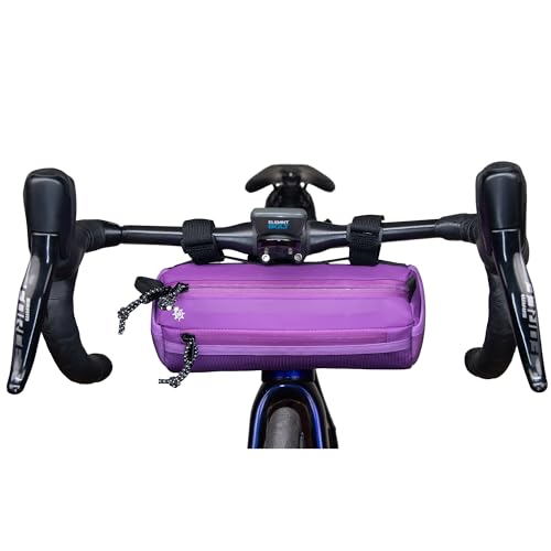 Lumiere & Co. Bike Handlebar Bag - Durable, Multiple Size and Color Options - Dual Elastic Straps, Clips & Hook-and-Loop for Customizable Fit (Purple, Small) - color: Purple, size: Small
