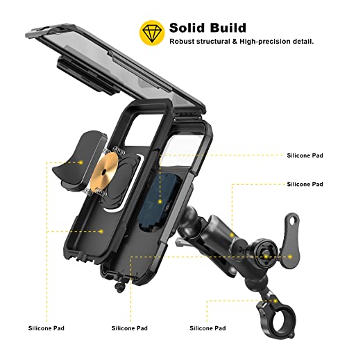 iMESTOU Waterproof Motorcycle Wireless Mount with USB-C Fast Charger, Anti-Theft 1" Ball Phone Holder with Aluminum Handlebar Mounting Base Fits for 5.5"-6.8" Cellphones (L) - size: L(For 5.5"-6.8" Phones)