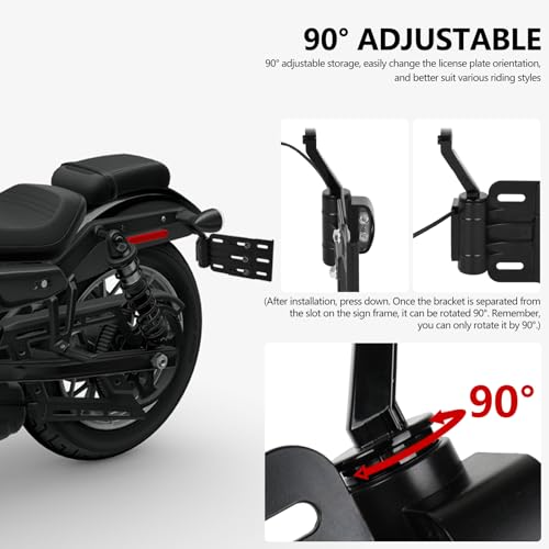 Rear Side License Plate Bracket Holder w/LED Light for Harley Sportster XL883, XL1200, Dyna Low Rider FXDLS, Street Bob FXDB 2004-2020 Black - color: Style A-Black