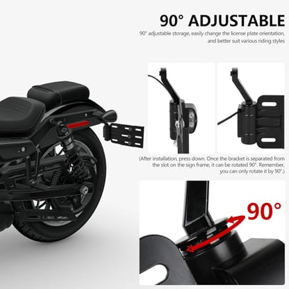Rear Side License Plate Bracket Holder w/LED Light for Harley Sportster XL883, XL1200, Dyna Low Rider FXDLS, Street Bob FXDB 2004-2020 Black - color: Style A-Black