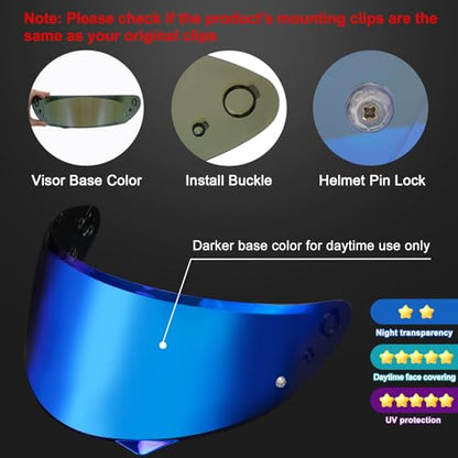 PSLER C10 Visor - C10 Tinted Visor HJ-34P Helmet Face Shield for C10 HJ 34P,Deep Blue - color: Deep Blue