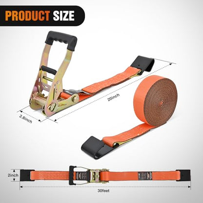 Nilight Flat Hook Ratchet Straps 4 Pack 2 in x 30 Ft Heavy Duty Tie Down Straps 10,000 Lbs Breaking Strength for Truck, Trailers Pickup Orange - color: 4 Pack 2 in x 30 Ft Flat Hook Straps