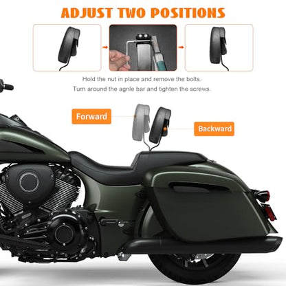 Adjustable Front Driver Rider Backrest Pad Plug-In Back Rest With Pocket Mounting Kit Compatible With Indian Chief Chieftain Roadmaster Springfield 2014-2025(Not for Indian Chieftain PowerPlus) - color: Black-Striated