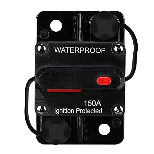 Generic 150 Amp Waterproof Circuit Breaker,with Manual Reset,12V-48V DC,30A-300A,for Car Marine Trolling Motors Boat ATV Manual Power Protect Audio System Current Overload Protection - color: WE150A