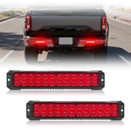 24 LED Red Trailer Brake Tail Light Bar Strip, Stop Parking Marker Tail Lights Waterproof Brake Red Light for Trucks Car Pickups RV ATV Tow Van Offroad Vehicles 9'' Surface Mount LED Bar 2PCS