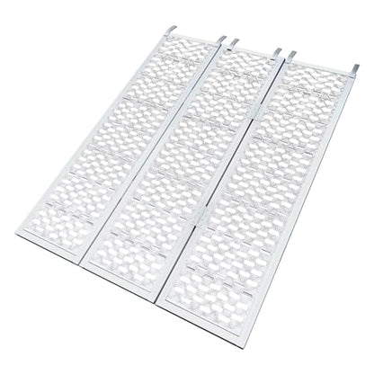 Aluminum Tri-Fold Trailer Ramps with Treads, 1 Pack 1500 lbs Heavy-Duty Anti-Slip Aluminum Loading Ramps ATV Ramp with Load Straps, 77" L x 54" W Tri-Fold Ramp for Lawn Mowers, Garden Tractors - size: 1Pcs 77" x 54" 1500Lbs Fold Ramps