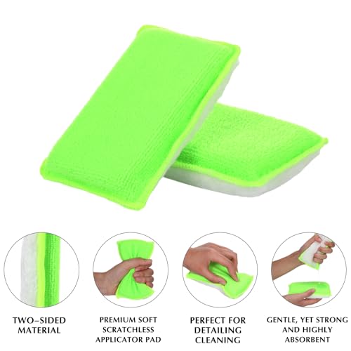 Mudder 8 Pcs Car Interior Scrubbing Sponge 5'' x 3'' Fiber Car Wax Applicator pad Household Cleaning Sponges for Leather Seat Couch Cleaning (Green White) - color: Green White
