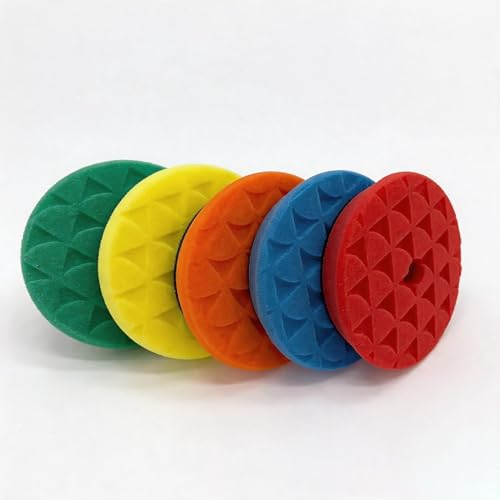 5 Pcs 5-Inch Buffing Pads, Triangular Foam Polishing Pad Kit for Cars | 5.9"/150mm Face, Fits 125mm Backing Plate，Suitable for car polishing and waxing