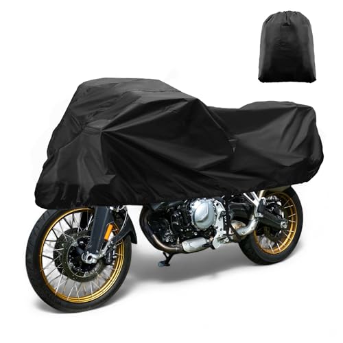 X AUTOHAUX Motorcycle Cover Outdoor Waterproof Motorbike Cover Half Cover 420D-PU Black Protection Sun Rain Cover Fits 104.33"x41.34"x25.59" - color: Black, size: 265x105x65cm
